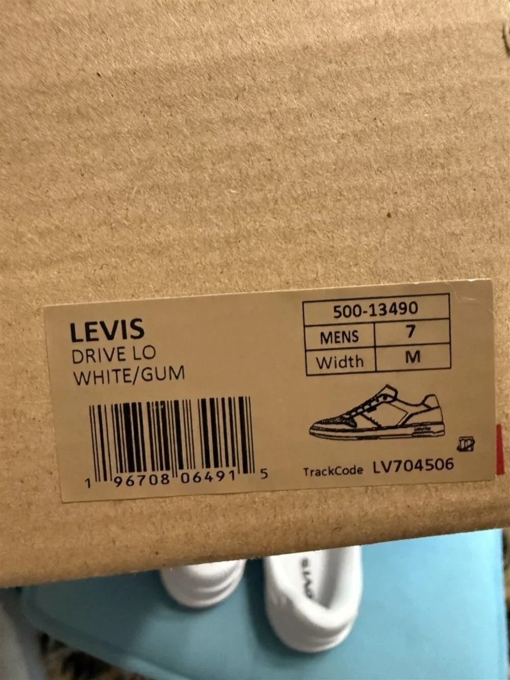 Levi's Drive Lo Mens Casual Sneakers White/Gum 7M White 500-13490